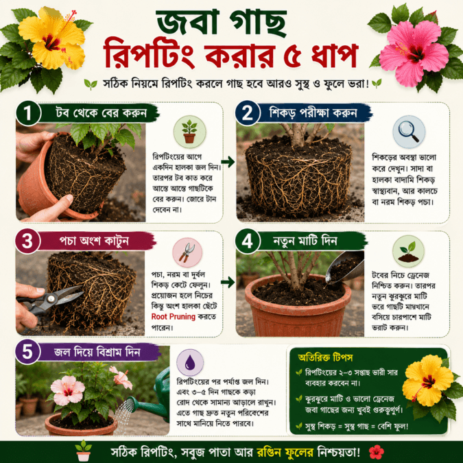 জবা গাছের রিপটিং এই ৫ লক্ষণ দেখলেই জবা গাছের টব বদলান! রিপটিং গাইড | How to Repot Hibiscus Plant
